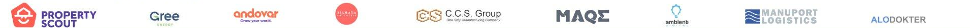 PropertyScout, Gree Energy, Andovar, C.C.S. Group, MAQE, Ambient, Manuport Logistics, Alodokter