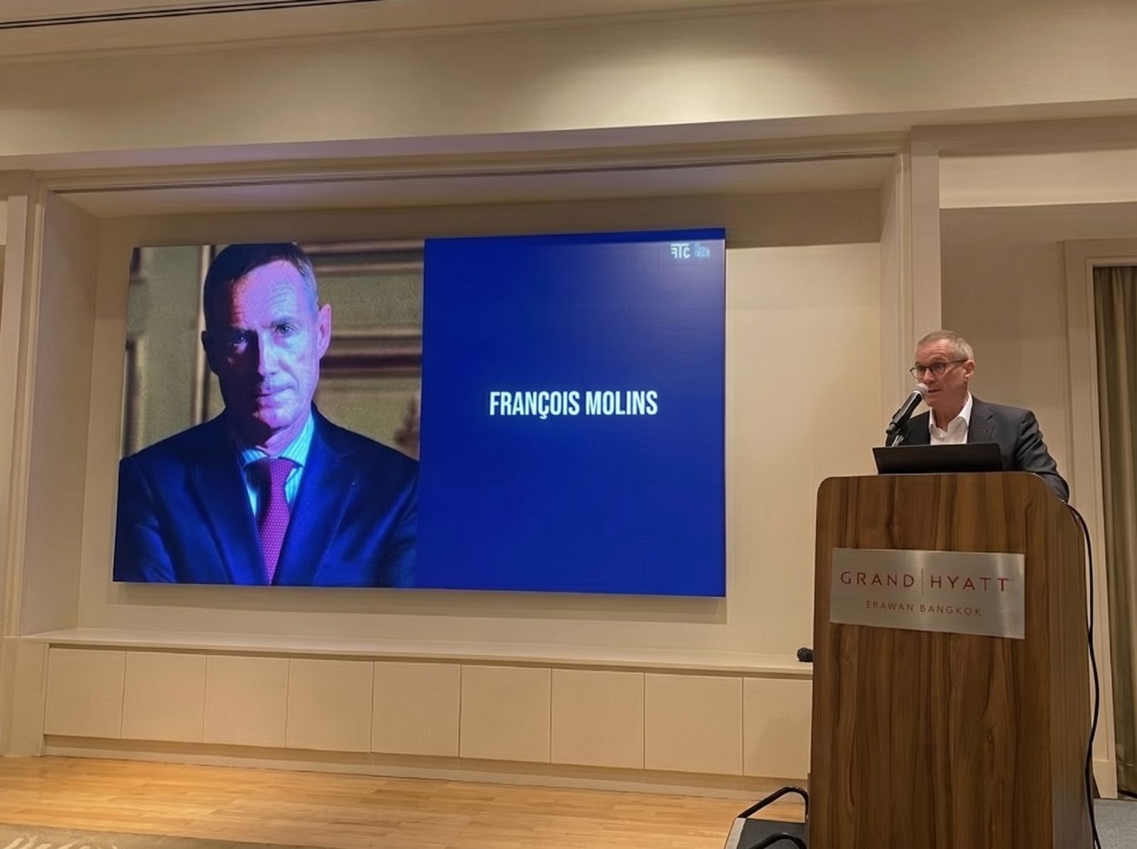 François Molins speaking at The French Catalyst lunch, Grand Hyatt Erawan Bangkok, 15 October 2026